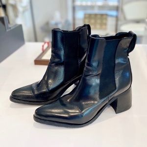 AllSaints Liza Black Leather Ankle Boots, size 40
